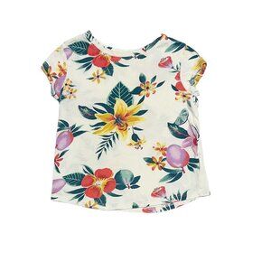Old Navy Kids Tropical Floral Print Scoop Neck Round Hem Tee